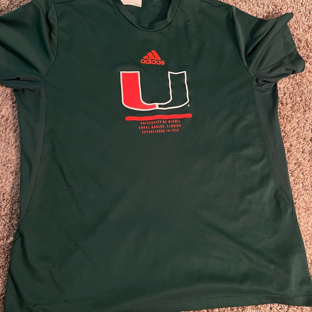 Adidas Green University of Miami T-Shirt